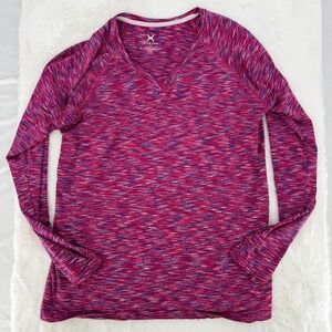 GAME TIME Womens XL Long Sleeve Athletic Shirt Pink Blue Purple Activewear Top